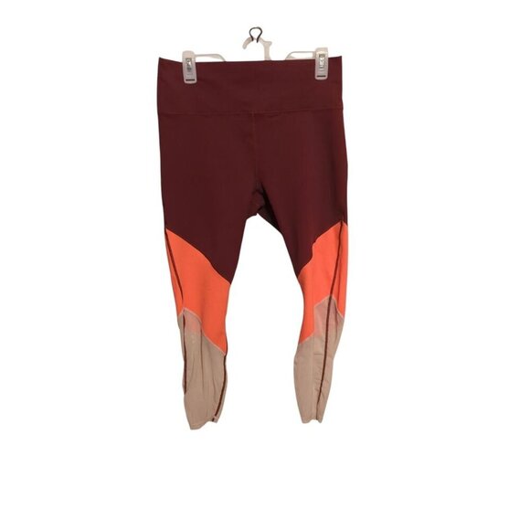 Fabletics Zone High Waisted Legging Large/XL Burgundy Rust Desert Rose Pant - Picture 3 of 16